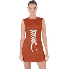 True Rust Color Lace Up Front Bodycon Dress by SpinnyChairDesigns