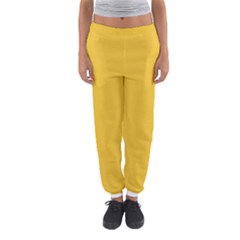 True Saffron Yellow Color Women s Jogger Sweatpants by SpinnyChairDesigns