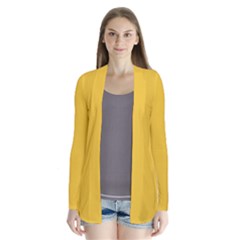 True Saffron Yellow Color Drape Collar Cardigan by SpinnyChairDesigns