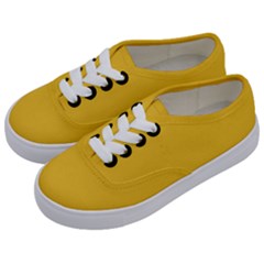 True Saffron Yellow Color Kids  Classic Low Top Sneakers by SpinnyChairDesigns