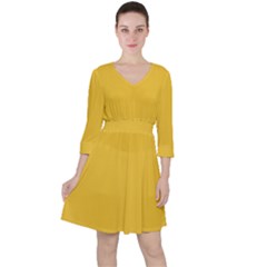 True Saffron Yellow Color Ruffle Dress by SpinnyChairDesigns