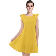 True Saffron Yellow Color Tie Up Tunic Dress