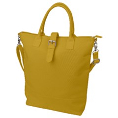 True Saffron Yellow Color Buckle Top Tote Bag by SpinnyChairDesigns