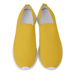 True Saffron Yellow Color Women s Slip On Sneakers by SpinnyChairDesigns