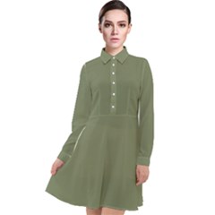 Sage Green Color Long Sleeve Chiffon Shirt Dress by SpinnyChairDesigns