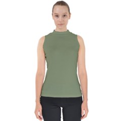 Sage Green Color Mock Neck Shell Top by SpinnyChairDesigns