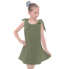 Sage Green Color Kids  Tie Up Tunic Dress by SpinnyChairDesigns