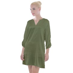 Sage Green Color Open Neck Shift Dress by SpinnyChairDesigns