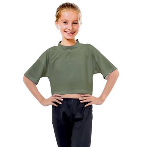 Sage Green Color Kids Mock Neck Tee by SpinnyChairDesigns