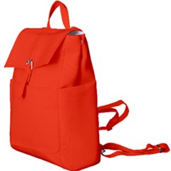 Scarlet Red Color Buckle Everyday Backpack by SpinnyChairDesigns