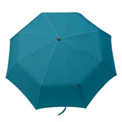 True Teal Blue Color Folding Umbrellas by SpinnyChairDesigns