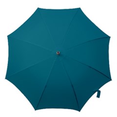 True Teal Blue Color Hook Handle Umbrellas (large) by SpinnyChairDesigns