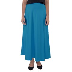 True Teal Blue Color Flared Maxi Skirt by SpinnyChairDesigns