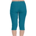 True Teal Blue Color Velvet Capri Leggings  View2