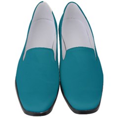 True Teal Blue Color Women s Classic Loafer Heels by SpinnyChairDesigns