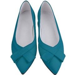 True Teal Blue Color Women s Bow Heels by SpinnyChairDesigns