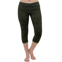 Army Green Color Textured Capri Yoga Leggings