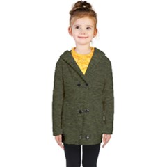 Army Green Color Textured Kids  Double Breasted Button Coat by SpinnyChairDesigns