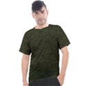 Army Green Color Textured Men s Sport Top View1