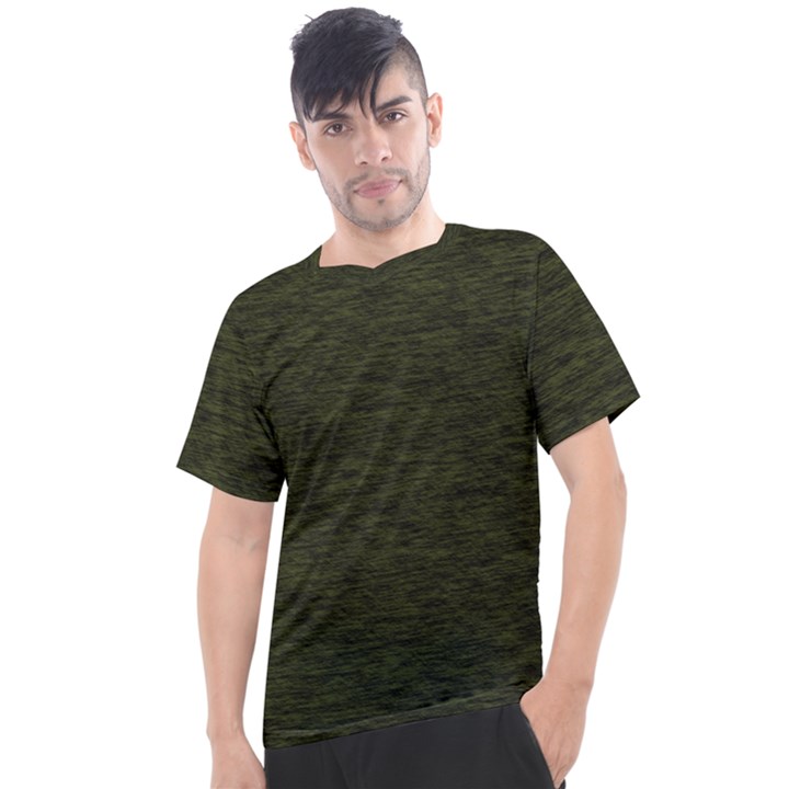 Army Green Color Textured Men s Sport Top