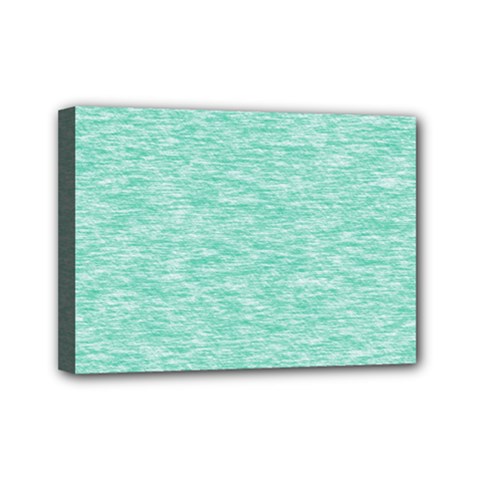 Biscay Green Texture  Mini Canvas 7  X 5  (stretched) by SpinnyChairDesigns