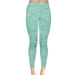 Biscay Green Texture  Leggings  by SpinnyChairDesigns