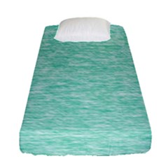 Biscay Green Texture  Fitted Sheet (single Size) by SpinnyChairDesigns