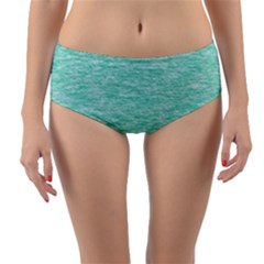 Biscay Green Texture  Reversible Mid-waist Bikini Bottoms by SpinnyChairDesigns