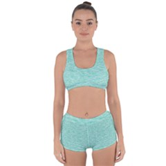 Biscay Green Texture  Racerback Boyleg Bikini Set by SpinnyChairDesigns