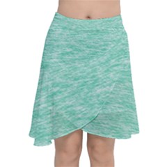 Biscay Green Texture  Chiffon Wrap Front Skirt by SpinnyChairDesigns