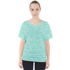 Biscay Green Texture  V-neck Dolman Drape Top by SpinnyChairDesigns