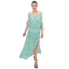 Biscay Green Texture  Maxi Chiffon Cover Up Dress by SpinnyChairDesigns