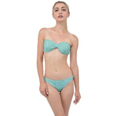 Biscay Green Texture  Classic Bandeau Bikini Set by SpinnyChairDesigns