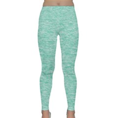 Biscay Green Texture  Lightweight Velour Classic Yoga Leggings by SpinnyChairDesigns