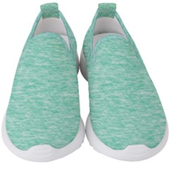 Biscay Green Texture  Kids  Slip On Sneakers by SpinnyChairDesigns