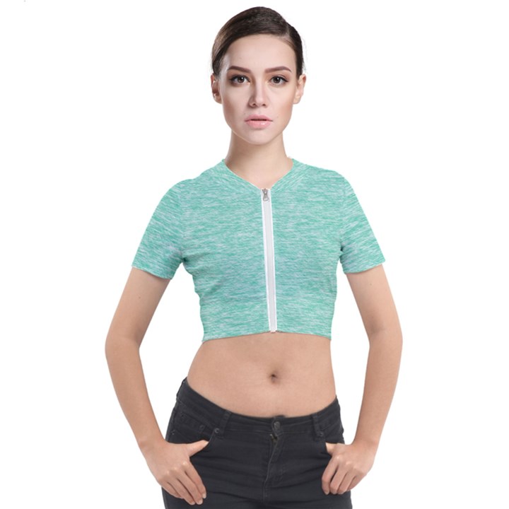 Biscay Green Texture  Short Sleeve Cropped Jacket