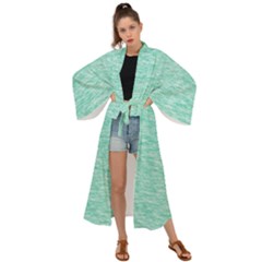 Biscay Green Texture  Maxi Kimono by SpinnyChairDesigns