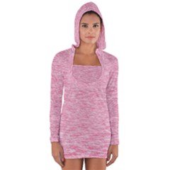 Blush Pink Textured Long Sleeve Hooded T-shirt by SpinnyChairDesigns