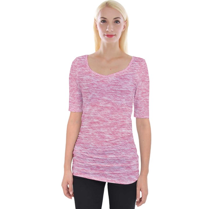 Blush Pink Textured Wide Neckline Tee