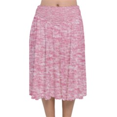 Blush Pink Textured Velvet Flared Midi Skirt by SpinnyChairDesigns