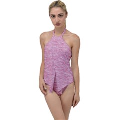 Blush Pink Textured Go With The Flow One Piece Swimsuit by SpinnyChairDesigns