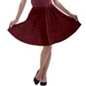 Dark Red Texture A-line Skater Skirt View1