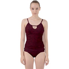 Dark Red Texture Cut Out Top Tankini Set by SpinnyChairDesigns