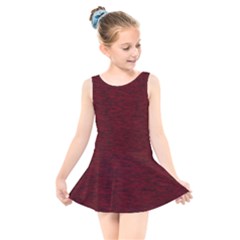 Dark Red Texture Kids  Skater Dress Swimsuit by SpinnyChairDesigns