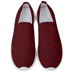 Dark Red Texture Men s Slip On Sneakers by SpinnyChairDesigns