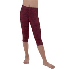 Dark Red Texture Kids  Lightweight Velour Capri Leggings  by SpinnyChairDesigns