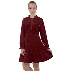 Dark Red Texture All Frills Chiffon Dress by SpinnyChairDesigns