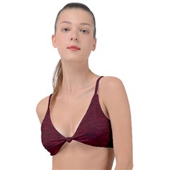 Dark Red Texture Knot Up Bikini Top by SpinnyChairDesigns