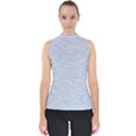 Fade Pale Blue Texture Mock Neck Shell Top View1