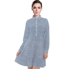 Faded Denim Blue Texture Long Sleeve Chiffon Shirt Dress by SpinnyChairDesigns